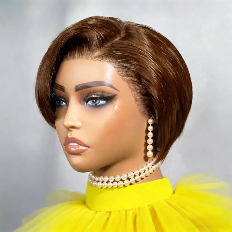Pixie Cut Wig Human Hair 13x4 Lace Front Wigs 8 Inch Short Bob Wigs Pre Plucked Short Straight 180% Density