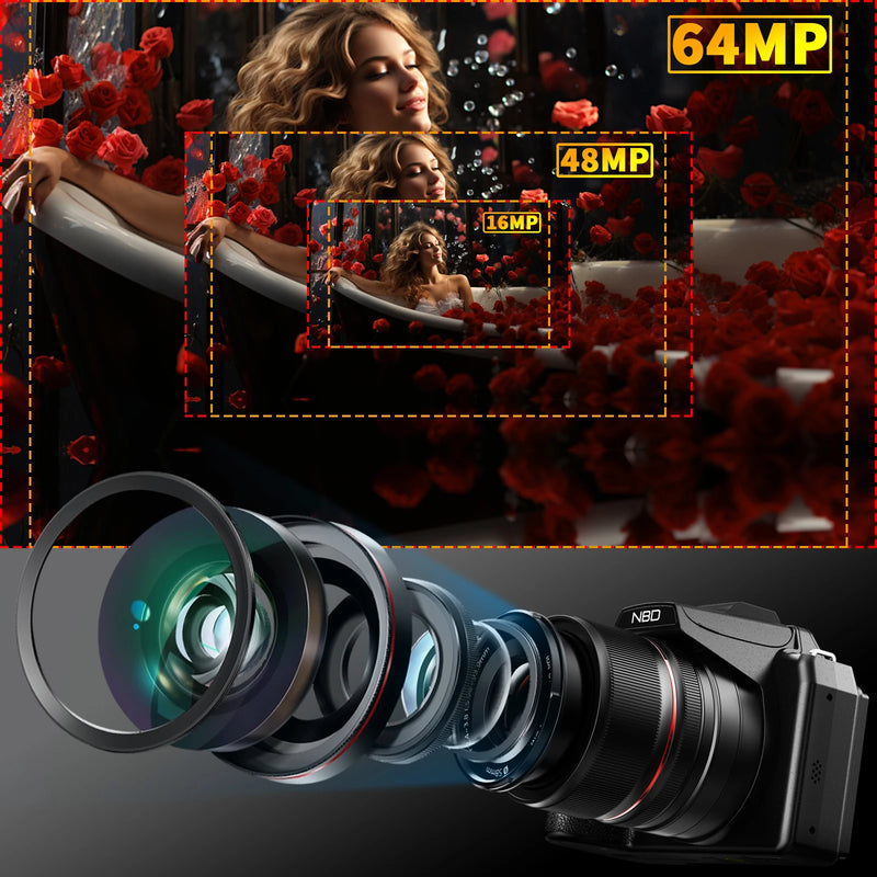 NBD 5K&64MP Digital Cameras For Photography, 16X Optical - Visuel 2 | SAMAG