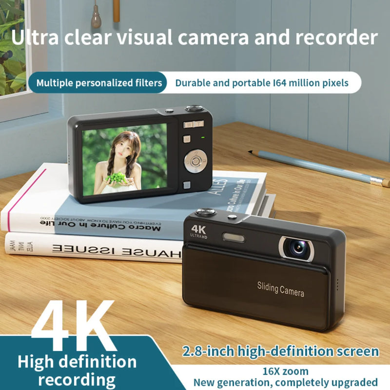 4K CCD Retro Digital Camera Portable Camera 13 Million Pixels Auto Focus Entry-level Camera Dual Camera Flash Student CCD