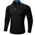 Men's Polyester Cotton Solid Black Shirts Long Sleeve | SAMAG