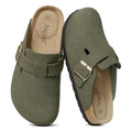 Asgard Women Suede Clogs Genuine Leather Mules Adjustable Buckle with Comfort Cork Footbed and Arch Support Aldult Potato Shoes