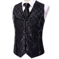Men's Black Dress Vest Set with Tie Pocket Square Cufflinks - Jacquard Formal Tuxedo Waistcoat Suit Wedding - View 3 | SAMAG