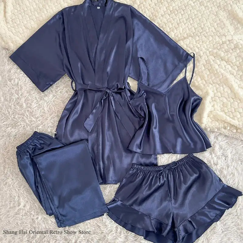 Spring Summer New Women Pajama Four Piece Suit Sleepwear | SAMAG