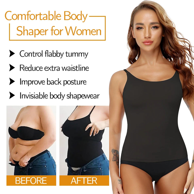 Seamless Shapewear Tank Tops Camisole Women Tummy Control Smooth Compression Vest Nude Black Women Clothing
