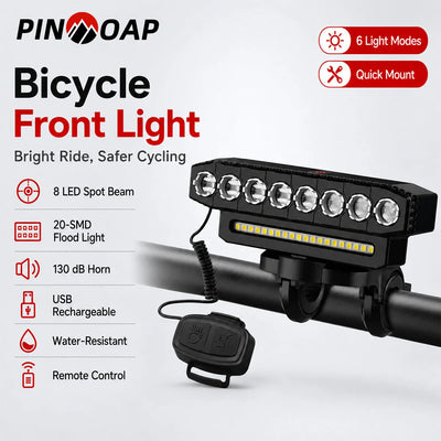 PINMOAP Bicycle Light Horn Combo Rechargeable Led Front | SAMAG