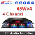 Woopker 45W*4 HiFi Sound Amplifier Digital 4 Channel Audio Amp Support Bluetooth Karaoke Player FM Remote Control for Home