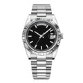 CORGEUT NH36 Mechanical Men's Watch Date of the Week Show President Chain Strap Steel Case Watch Threaded Arc Bezel Waterp