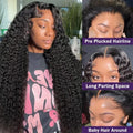 220 Density Deep Wave 13x6 HD Lace Front Human Hair Wigs 30 32 34 36 38 Inch Pre Plucked Water Curly 13x4 Lace Frontal Wig HD Transparent Lace Front Human Hair Wigs Jerry Curly Wig