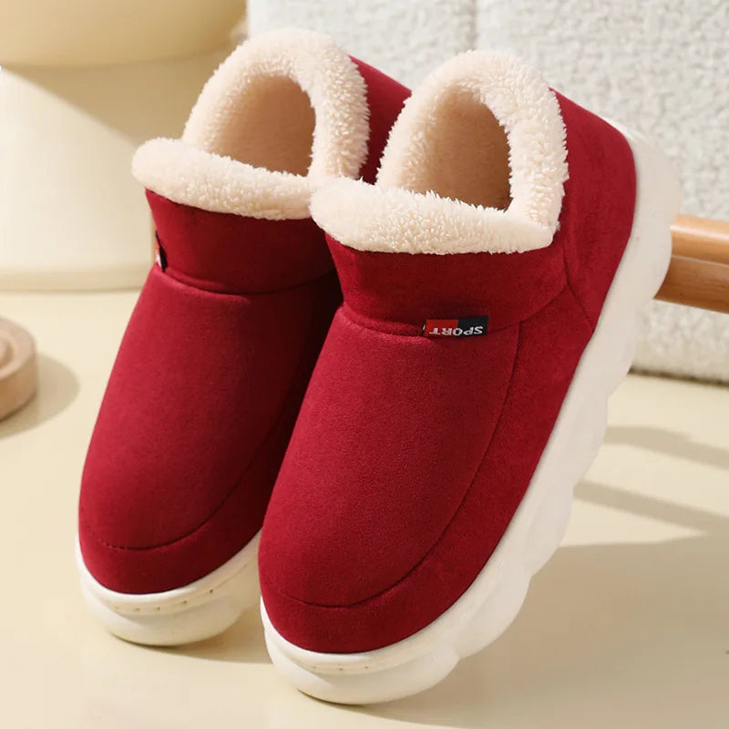 Winter Women Shoes Casual House Shoes For Men 2026 Outdoor Warm Cotton Shoes For Women Indoor Plush Padded Slippers Female