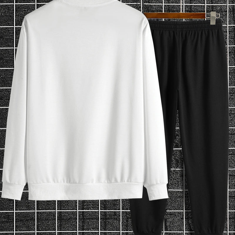 Autumn Trendy New Sweatshirt Sweatpants Set Men's Daily Loose Casual Fit Printed Hundred Long Sleeve 2 - View 2 | SAMAG