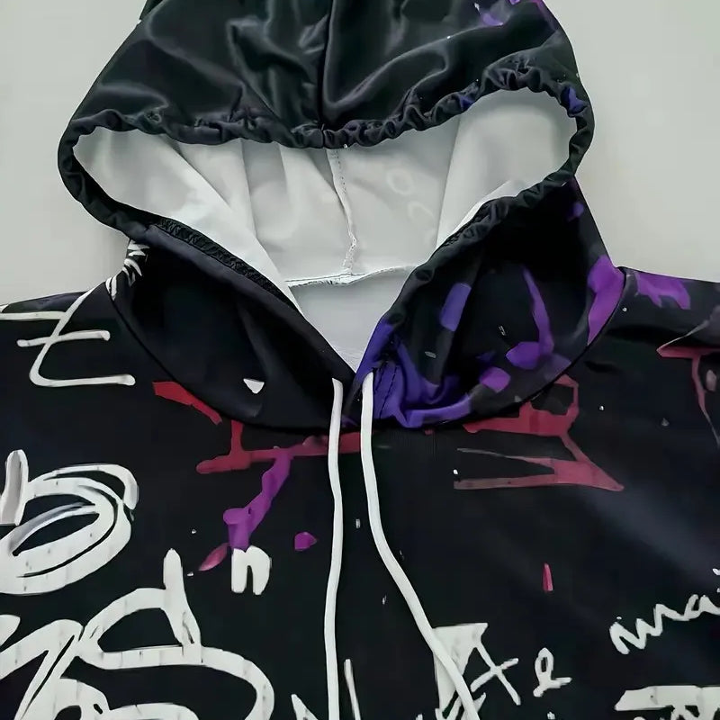 The new men's hoodie set for Spring and Autumn features a casual fashionable and comfortable 3D graffiti - View 5 | SAMAG