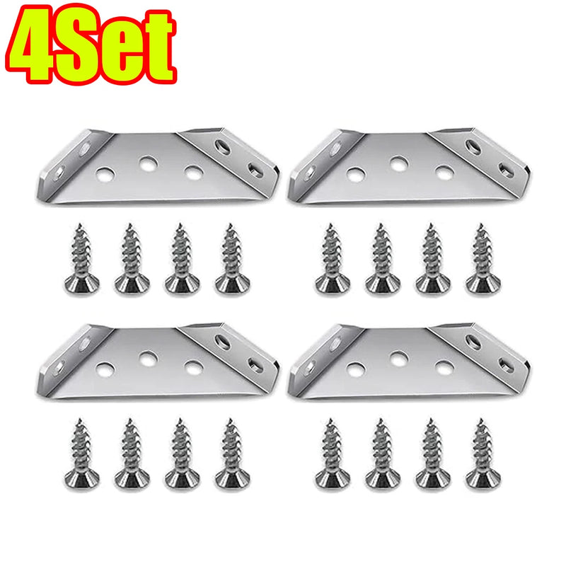 1-120Set Furniture Corner Connector Stainless Steel Angle Code for Cabinet Angle Shelf Support Fixed Brace Kits with Screw