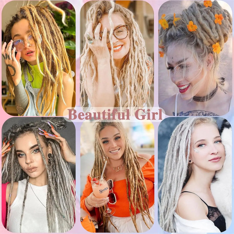 24 Inch Synthetic Dreadlock Hair Extensions, 10Strands/Lot Single Ended Soft Dreads Locks Hippie Style Dreadlock for Women
