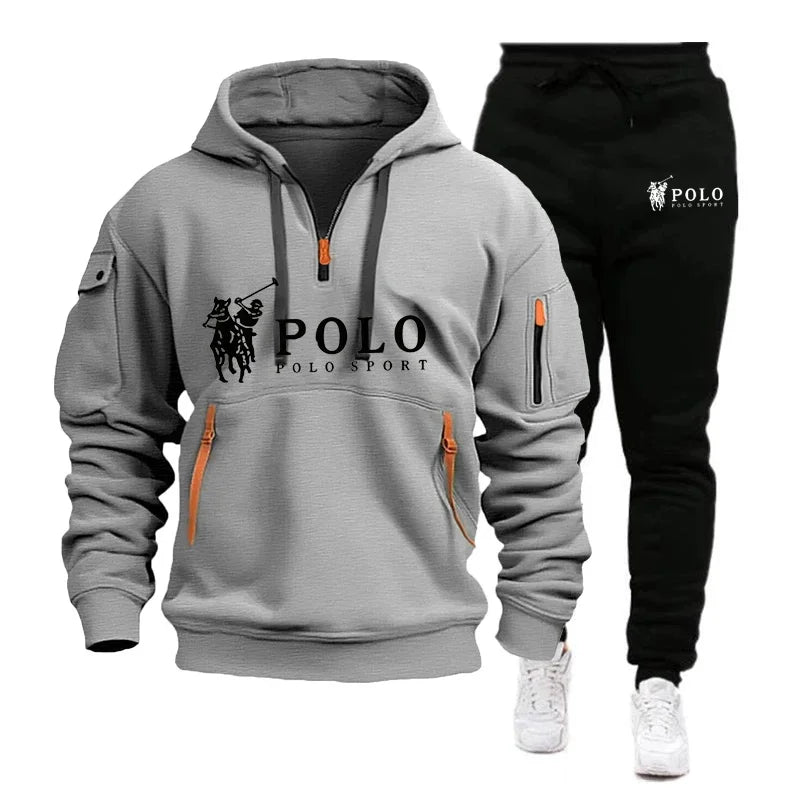 Autumn and Winter Men's casual set, a fashionable outdoor hiking windproof and warm hoodie and pants 2 - View 3 | SAMAG