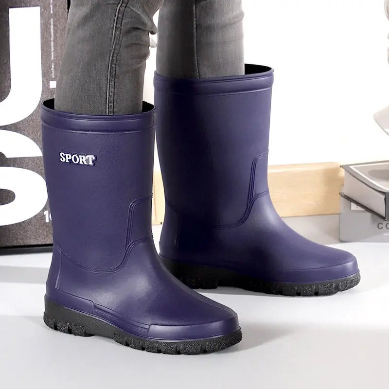 Summer Short Young Men's Rain Boots Motorcycle Gum Fashion Adult On Offer Gumboots Plastic Waterproof and Non-slip Male Shoes