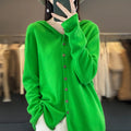 Hooded Cashmere Cardigan 100% Merino Wool Women's Sweater - View 3 | SAMAG