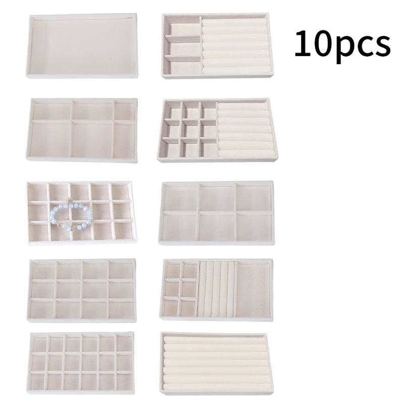 1 Set, (Including 8PCS) Flocking Jewelry Box Jewelry Tray