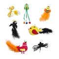 Self-play Cat Toy Swinging Cat Toy with Elastic Rope Feathers Bell Hanging Cat Teaser for Indoor Cats Self-play Hunting
