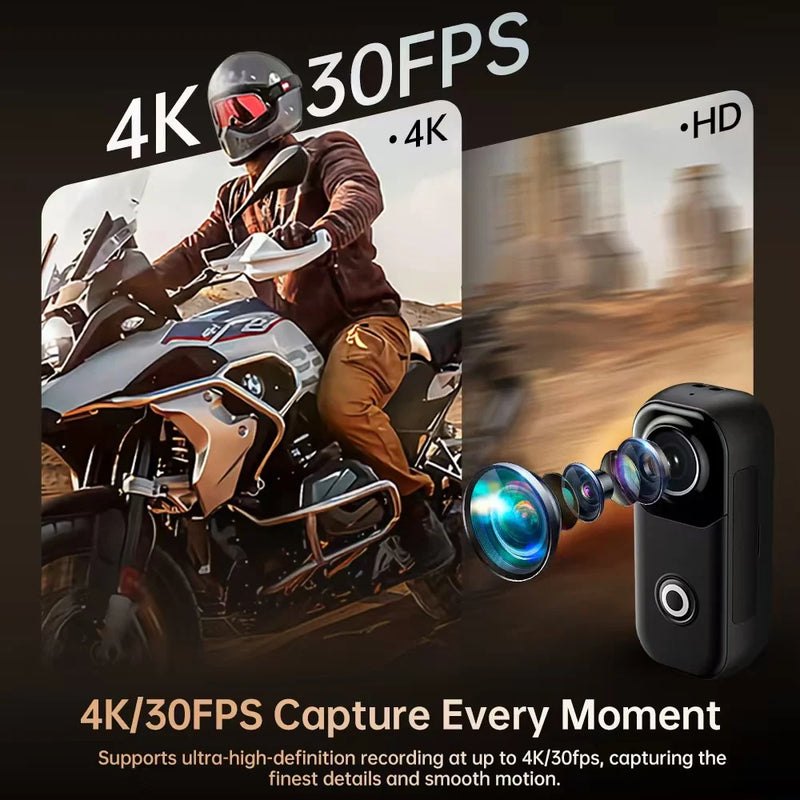Mini 4K Action Camera Hands-Free Body Camcorder Portable Video Recorder for Cycling & Outdoor Adventures