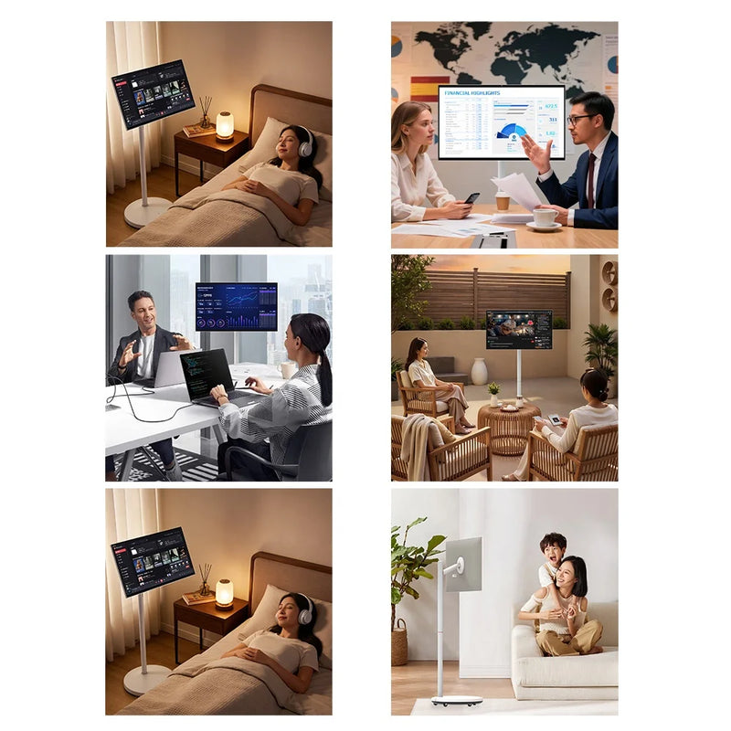 New Product 24 Inch Portable Tv Wifi Android 12 Smart Tv Tablet 10 Point Touch Screen Monitor 360 Rotating Tv Stand