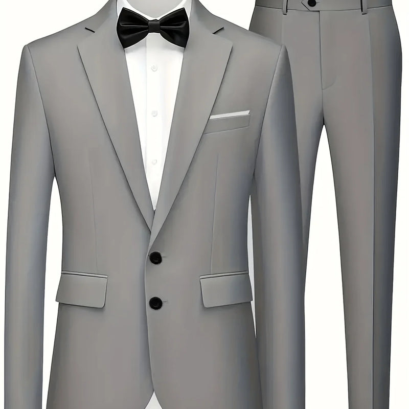 Men's Burgundy 2-Piece Suit Set (Blazer + Trousers Only, No Vest Included),Slim Fit Formal Business Wedding Party Jacket & Pants