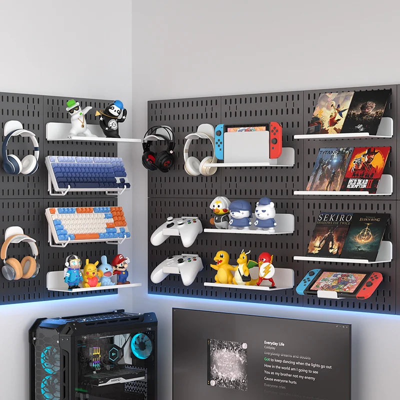 Gaming Gear Pegboard: Wall-Mounted, No-Punch, Study/Gaming Room – Figure Storage & Decor. Abundant Parts, Free Mix