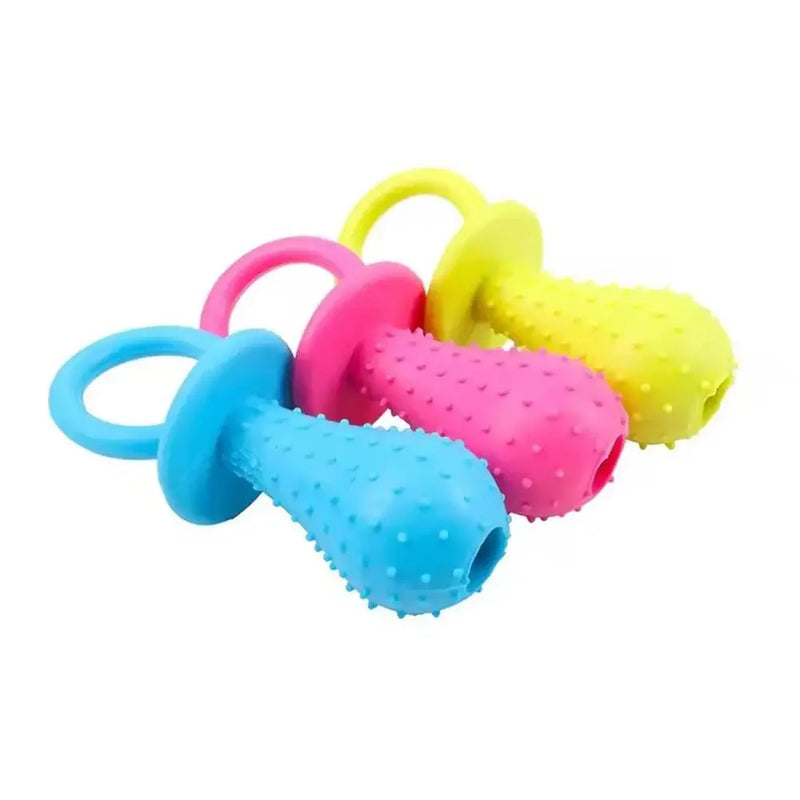 Squeaky Bell TPR Dog Pacifier Toy, Safe Non-Toxic Durable Teething Chew, Gum-Friendly Calming Soothing Dental Cleaning for Puppy Teething Period Daily Play Home Alone Puppies Small Medium Dogs Pet Squeaky Molar Chew Accessory