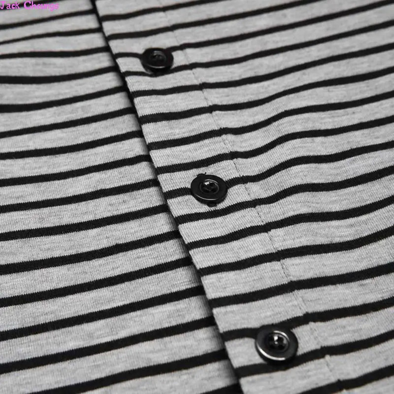 Men Skinny Striped Jumpsuit 2021 Long Sleeve O Neck Buttons Romper Sleepwear Overall Homewear Pajamas Sets Underwear