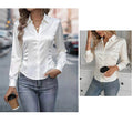 Women Satin Blouse Long Sleeve Turn Down Collar Side - View 4 | SAMAG