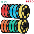 SUNLU PETG 3D Filament 1KG Biodegradable 1.75MM 10Rolls Bright Color Good Toughness Excellent Acid Alkali Weather Resistance