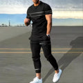 Summer basketball sportswear set short sleeved T - shirt long pants two - piece men's 3D printed casual oversized | SAMAG