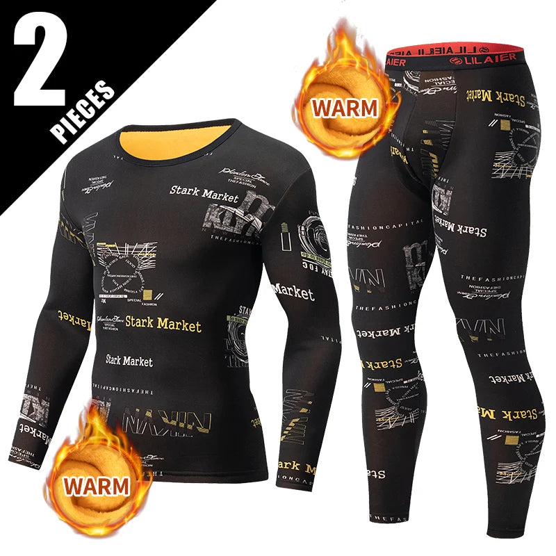 2-piece Men's Warm Suit With Striped Print For Autumn And Winter Youth Thick Velvet For Sports Fashion Autumn Clothes And Pants