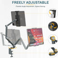 Tablet Desk Mount Stand,360° Rotating Adjustable Metal Arms Foldable, Sturdy Bed Mount for 4.7-13.5 Inch  iPad and Android