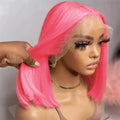Dark Pink Short Bob Wig Human Hair Straight 13X4 Lace Frontal Wig With Natural Hairline Pre Plucked Short Human Hair Wigs
