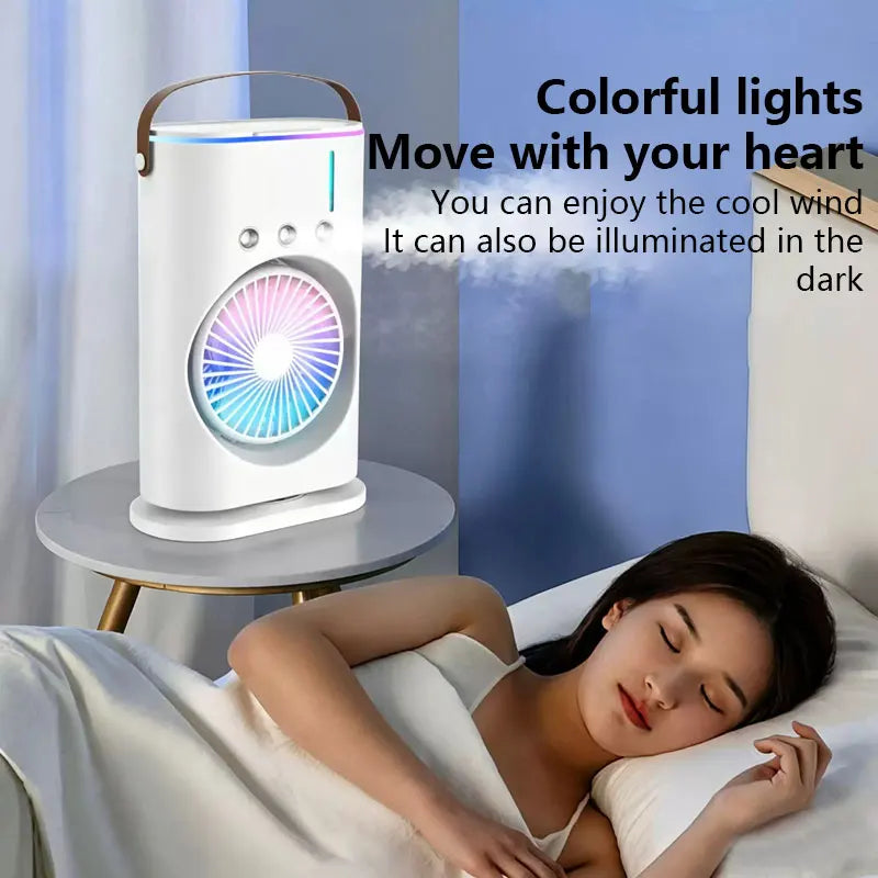 Lenovo Portable Desktop Humidifier Air Conditioner Fan Household Small Air Cooler Fan Sprays Fan For Office With Color Lighting