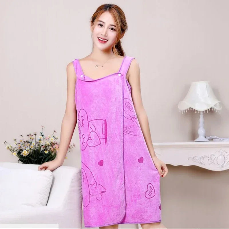 Women Bathrobe Wearable Bath Towel Superfine Fiber Towels Soft and Absorbent Chic Towel For Autumn Hotel Home Bathroom Gifts