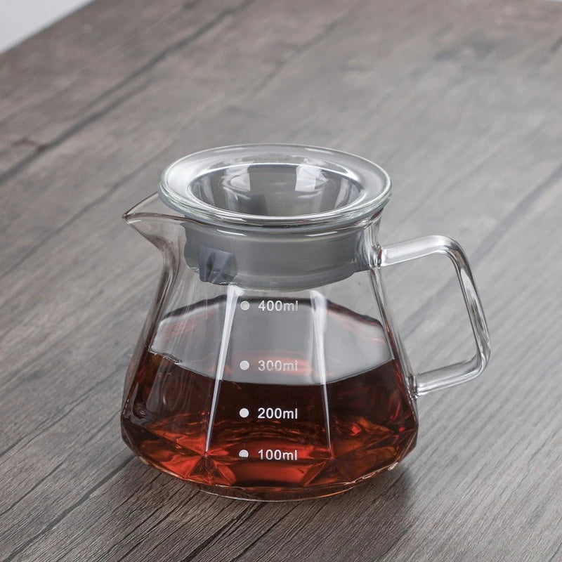 Glass Drip Coffee Maker,Diamond Design Glass Dripper and Filter Holder Manual Coffee Brewer for Home and Office