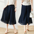 Women High Waist Polka Dot Pleated Wide Leg Pants Elastic | SAMAG