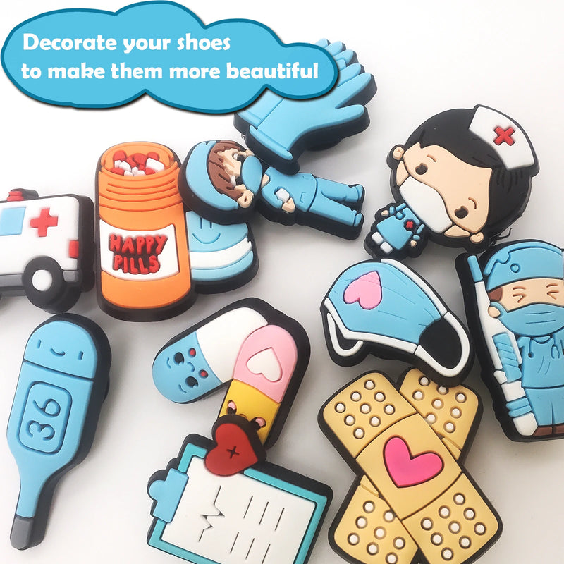 Random 10-50Pcs Doctor Series Shoe Charms For Shoe Key Chain Sandals Beach Bags, DIY Shoe Decorations Accessories Shoes Pins