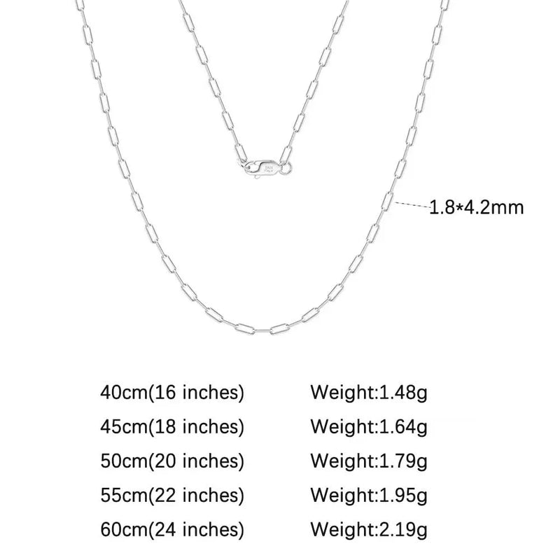ORSA JEWELS 100% 925 Sterling Silver Link Chain Necklaces Minimalism Snake/Paperclip/Box/Figaro/Chopin/Cuban Chains 40-60cm
