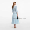 Customized Cocktail Dress Light Sky Blue 3/4 Sleeves | SAMAG