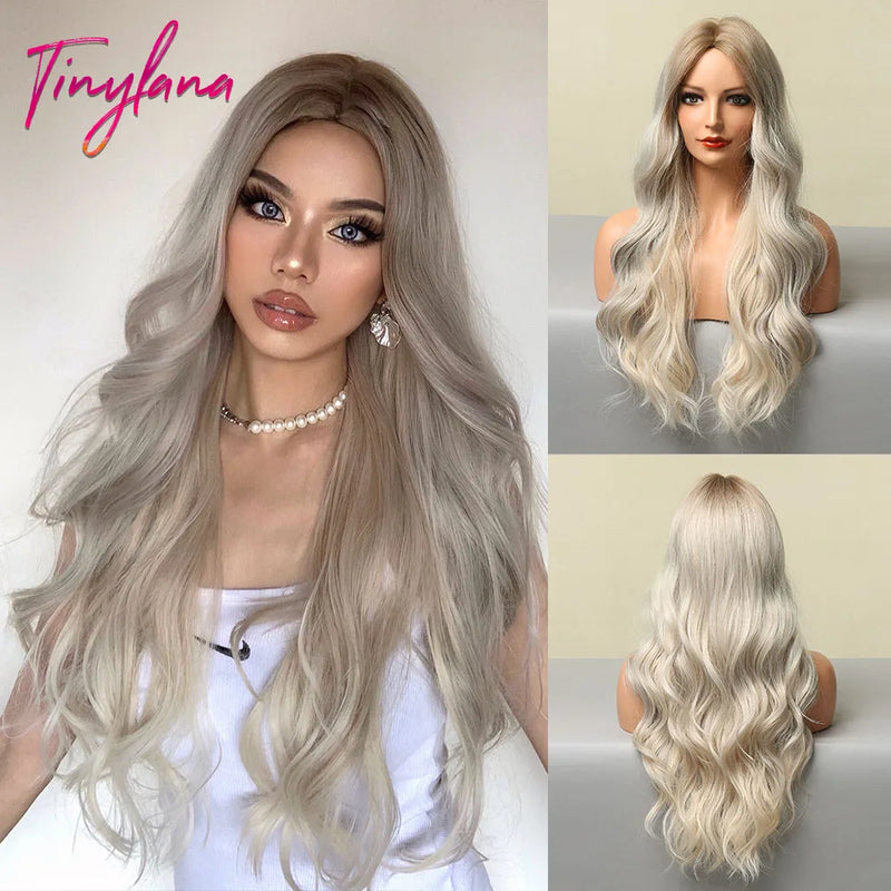 Red Brown Copper Ginger Long Wavy Synthetic Hair Wigs for Black Women Body Wave Ombre Wig Cosplay Natural Heat Resistant Wig