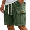 Men Solid Drawstring Multi Pocket Cargo Shorts Soft | SAMAG