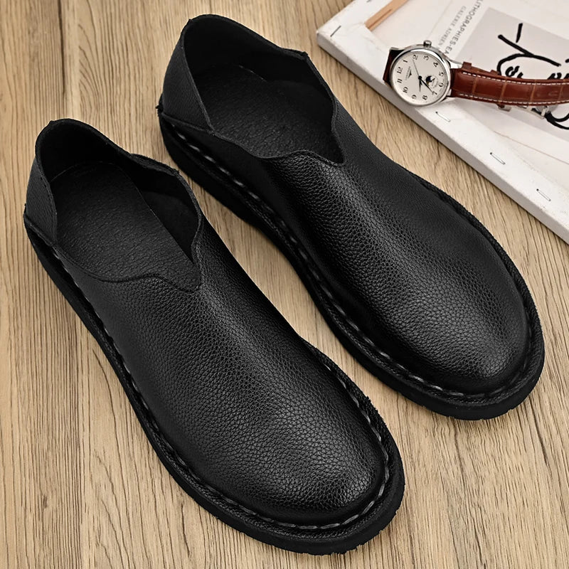 Genuine Leather Mens Shoes Fashion Men Casual Shoes Business Male Loafers Driving Shoes Soft Leather Flats Comfortable Moccasins
