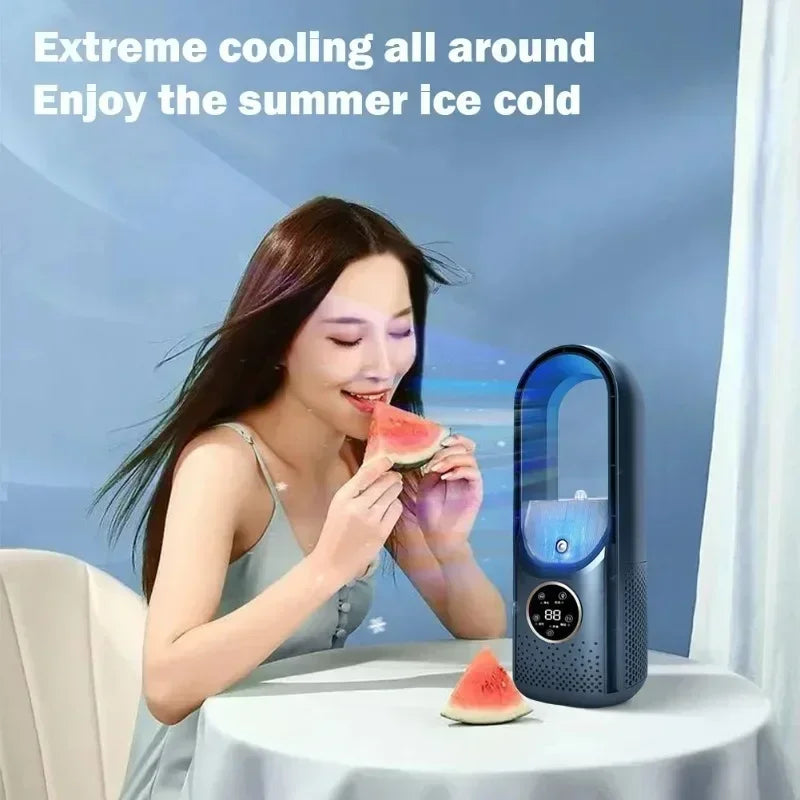 Lenovo Ice Cool Portable USB Air Cooler Fan with Purifying and Humidifying Mist Spray and LED Display Desktop Cooling for Office