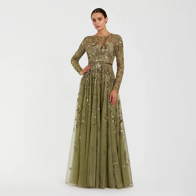 Fashion Floral Print Tulle A-line Floor Length Evening | SAMAG