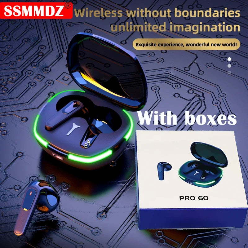 TWS Pro60 Fone Wireless Earphones with Box Bluetooth 5.0 Headphones HiFi Stero Headset Sports Earbuds for ios & Smart Phone