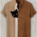 Men's Fun Hide-and-Seek Black Cat Print Shirt, Summer | SAMAG