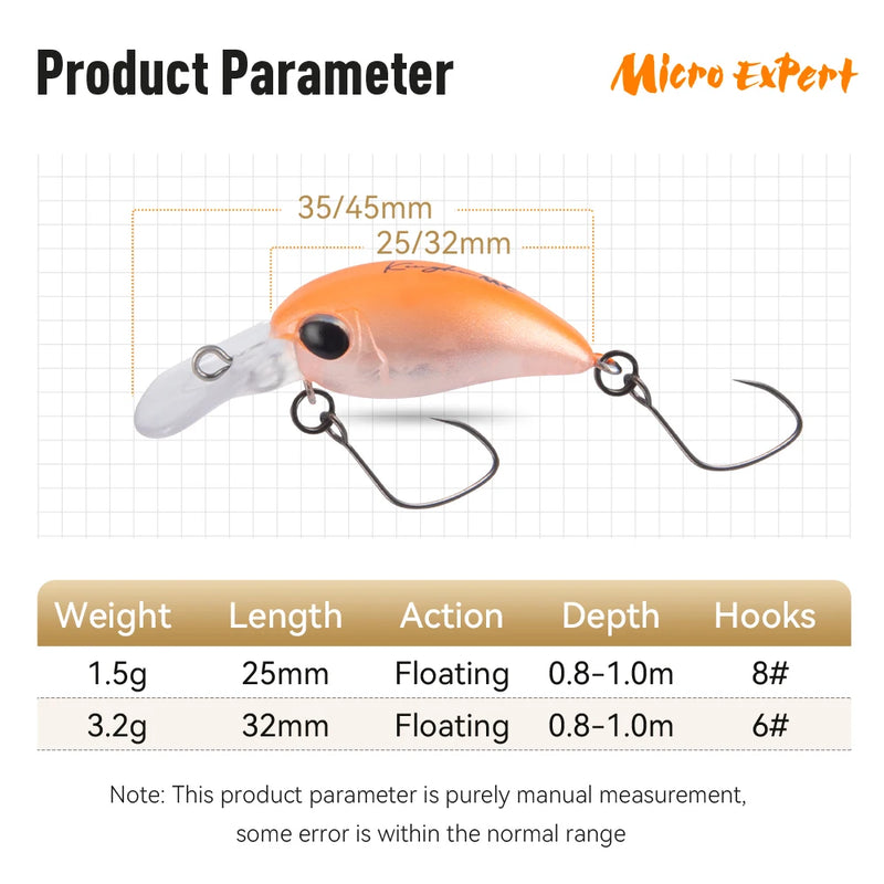 Kingdom Mini Crank Minnow Lure 1.5g 25mm 3.2g 32mm | SAMAG