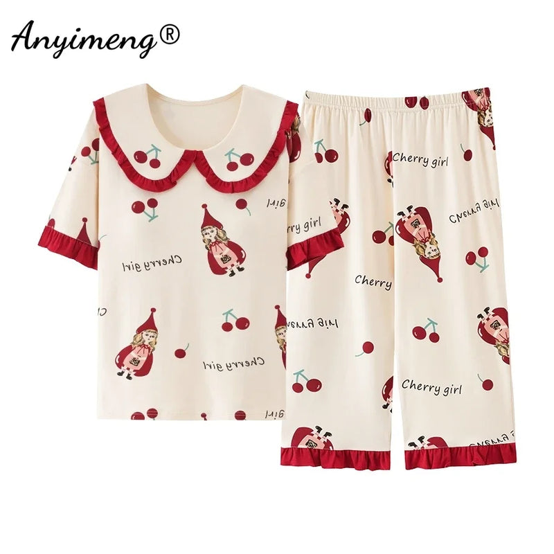 Summer Capris Pajamas Cute Cartoon Print for Women | SAMAG